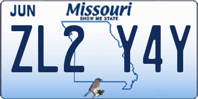 MO license plate ZL2Y4Y
