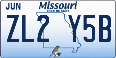 MO license plate ZL2Y5B