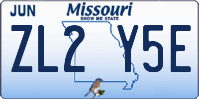 MO license plate ZL2Y5E