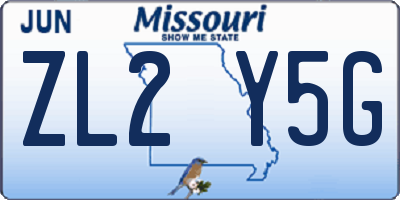 MO license plate ZL2Y5G