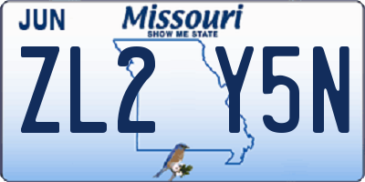 MO license plate ZL2Y5N