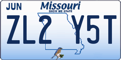MO license plate ZL2Y5T