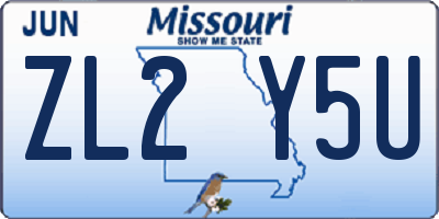 MO license plate ZL2Y5U