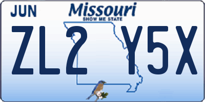MO license plate ZL2Y5X