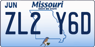 MO license plate ZL2Y6D