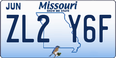 MO license plate ZL2Y6F