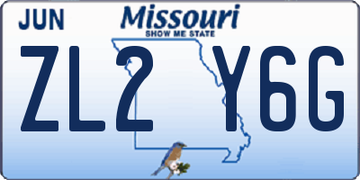 MO license plate ZL2Y6G