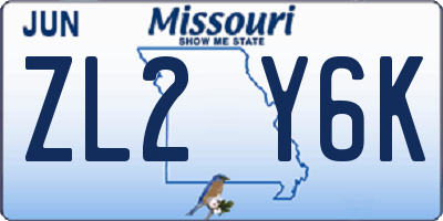 MO license plate ZL2Y6K
