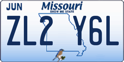 MO license plate ZL2Y6L
