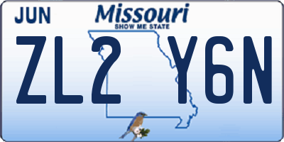 MO license plate ZL2Y6N