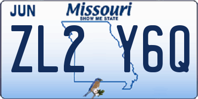 MO license plate ZL2Y6Q