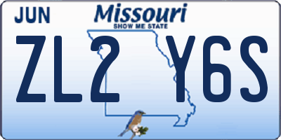 MO license plate ZL2Y6S