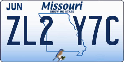 MO license plate ZL2Y7C