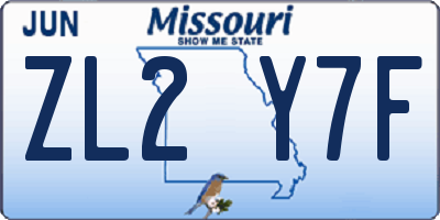 MO license plate ZL2Y7F