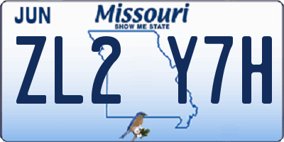 MO license plate ZL2Y7H