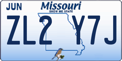 MO license plate ZL2Y7J