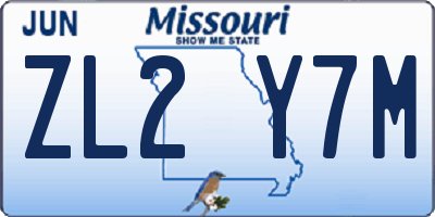 MO license plate ZL2Y7M