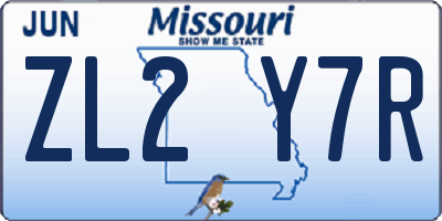 MO license plate ZL2Y7R