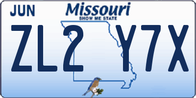 MO license plate ZL2Y7X