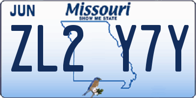 MO license plate ZL2Y7Y