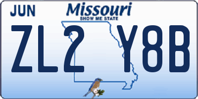 MO license plate ZL2Y8B