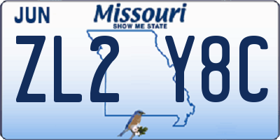 MO license plate ZL2Y8C
