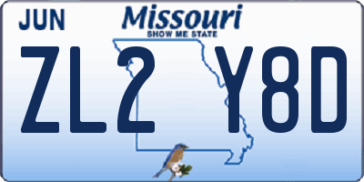 MO license plate ZL2Y8D