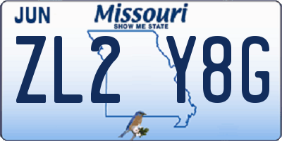 MO license plate ZL2Y8G
