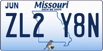 MO license plate ZL2Y8N