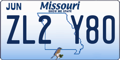 MO license plate ZL2Y8O