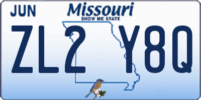 MO license plate ZL2Y8Q