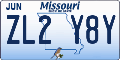 MO license plate ZL2Y8Y