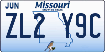 MO license plate ZL2Y9C