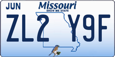 MO license plate ZL2Y9F