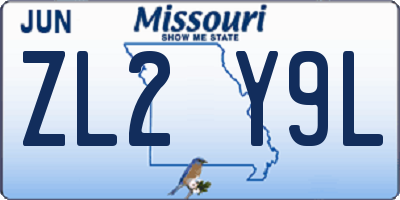 MO license plate ZL2Y9L