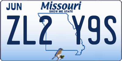MO license plate ZL2Y9S