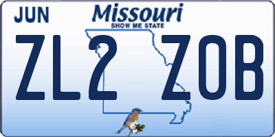 MO license plate ZL2Z0B
