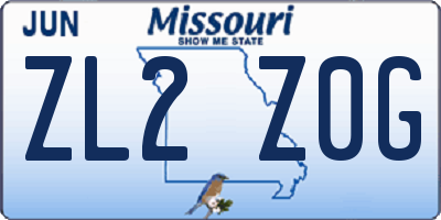 MO license plate ZL2Z0G