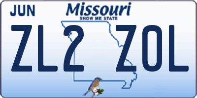 MO license plate ZL2Z0L