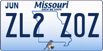 MO license plate ZL2Z0Z