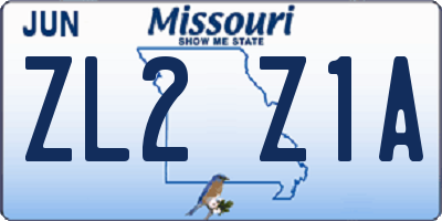 MO license plate ZL2Z1A
