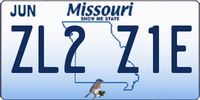 MO license plate ZL2Z1E
