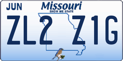 MO license plate ZL2Z1G