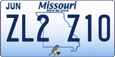MO license plate ZL2Z1O