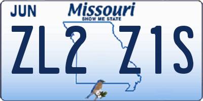 MO license plate ZL2Z1S