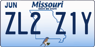 MO license plate ZL2Z1Y
