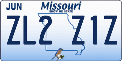 MO license plate ZL2Z1Z