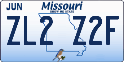 MO license plate ZL2Z2F
