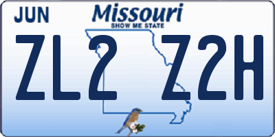 MO license plate ZL2Z2H