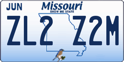 MO license plate ZL2Z2M